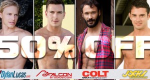 Save 50% at Falcon Studios, Dylan Lucas, COLT, Hot House, Next Door World and JOCKS Studios!